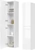 A white tall cabinet with its doors open, showing shelves with toiletries and towels. Produktbild-Vorschau