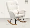 A cream-colored rocking chair with dimensions indicated by measurement lines and text. Anteprima dell’immagine prodotto