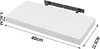 A white floating shelf with dimensions indicated by measurement lines and text. Produktbild-Vorschau