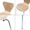 A collage of four close-up images of a wooden chair with chrome legs, showing different angles and details. Voir les images du produit