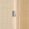 A close-up view of a wooden hinge connecting two panels of a bamboo room divider. Produktbild-Vorschau
