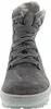 A close-up, front-facing view of a gray boot with laces and faux fur trim. Produktbild-Vorschau