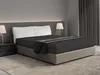 A bed with anthracite fitted sheets and white pillows, with bedside tables and lamps on either side. Produktbild-Vorschau