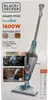 The image shows the packaging of a Black+Decker steam mop. Voir les images du produit