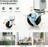 Collage of product images showing caster wheels and lifestyle shots of a kitchen, dining room, and living room. Voir les images du produit
