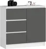Kommode AKORD JERRY Weiß 80 cm Tür 3 Schubladen 2 Ebenen Produktbild-Vorschau 1