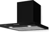 A black range hood is shown against a white background. Náhľad obrázku produktu
