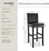 Tabouret de bar en cuir synthétique - noir, Lot de 4 Voir les images du produit 6