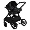 A black Lionelo Kombikinderwagen Layla 3in1 with a baby car seat attached, shown from a side-diagonal angle against a white background. Produktbild-Vorschau