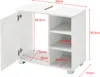 A white bathroom cabinet with an open door and dimensions indicated by red lines and text. Anteprima dell’immagine prodotto
