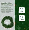 A product image showing a green Christmas garland with text overlays describing its features and dimensions. Anteprima dell’immagine prodotto