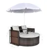 vidaXL Gartenbett mit Sonnenschirm Braun Poly Rattan Produktbild-Vorschau 8