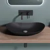 doporro Lavabo da Appoggio Ovale in Vetroceramica Nero Anteprima dell’immagine prodotto 3