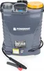 A close-up studio shot of a gray backpack sprayer with a yellow lid. Produktbild-Vorschau