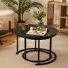 BIGTREE Couchtisch, 2er Set Couchtisch Rund Produktbild-Vorschau 2
