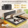 140x200 Cord Polsterbett Grau mit LED & USB-C Ladefunktion, Produktbild-Vorschau 7