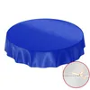 Tischdecke Wachstuch PVC abwaschbar Einfarbig Blau Rund Produktbild-Vorschau 2