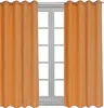 Two orange curtains are shown hanging in front of a window. Produktbild-Vorschau