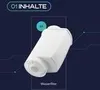 A white water filter cartridge is shown against a dark blue background with graphic lines and text. Produktbild-Vorschau