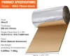 A roll of sound-deadening material is partially unrolled, showing its silver and brown layers. Product specifications are listed to the left. Anteprima dell’immagine prodotto