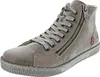 A single gray high-top boot with laces and a zipper is shown against a white background. Produktbild-Vorschau