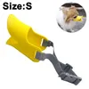 A yellow duck-billed muzzle for a dog, with a small inset image of a dog wearing the muzzle. Produktbild-Vorschau