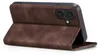 A brown flip case for a smartphone, shown from the side with the cover open. Produktbild-Vorschau