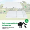 An inflatable car mattress and an air pump are shown on a grassy background with trees and a soccer goal. Voir les images du produit