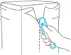 A hand is shown using a blue utility knife to cut open a white box. Produktbild-Vorschau