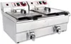 A professional studio shot of a double-compartment deep fryer. Produktbild-Vorschau