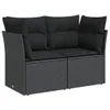 Gartensofa mit Kissen 2-Sitzer Schwarz Poly Rattan Produktbild-Vorschau 1