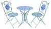Bistro Sitzgruppe Metall blau Tisch mit 2 Stühlen Balkon Produktbild-Vorschau 2