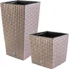 PAFEN 2in1 Set Blumentopf Blumenkübel Rattan-Optik Mocca Produktbild-Vorschau 1