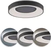 A top view of a ceiling lamp and three circular swatches showing different color options for the lamp. Produktbild-Vorschau