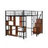 Hochbett, 140x200 cm, Metallbett mit Lattenrost, Regal, Produktbild-Vorschau 7