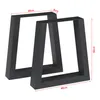 Two black metal table legs are shown on a white background with dimensions indicated by text overlays. Anteprima dell’immagine prodotto