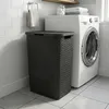 Panier à linge en plastique anthracite avec couvercle Voir les images du produit 6