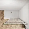 A top-down view of a shower tray and glass shower screen in a bathroom. Produktbild-Vorschau