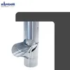 A close-up of a silver metal downspout accessory with a flap. Produktbild-Vorschau