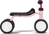 A pink balance bike with a black seat and handlebars, shown from the side against a white background. Voir les images du produit