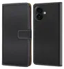 A black flip-style phone case shown from the front and back. Produktbild-Vorschau