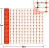 A roll of orange plastic safety netting is shown unrolled to display its dimensions and mesh pattern. Náhled obrázku produktu