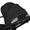 Close-up view of the canopy and mesh window of a black stroller. Produktbild-Vorschau