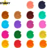 A grid of colorful paint swatches or felt balls, with a logo in the top left corner. Produktbild-Vorschau