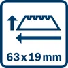 A diagram showing dimensions and a graphic representation of a product. Produktbild-Vorschau