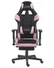 A black and pink gaming chair with a footrest, shown from the front. Náhled obrázku produktu