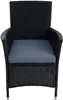 A black rattan garden chair with a gray cushion. Produktbild-Vorschau