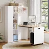 Klappbarer Schreibtisch mit Ablagen 2-in-1 Bücherregal Weiß Produktbild-Vorschau 10