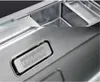 A collage showing a close-up of a stainless steel sink and a detailed view of the Franke logo on the sink. Produktbild-Vorschau