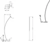 Technical drawings and a product illustration of a floor lamp. Náhled obrázku produktu